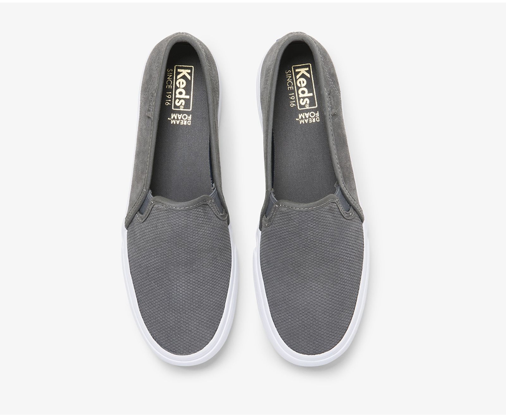 Keds Slip Ons Damen Grau - Double Decker Suede - MYL-628135